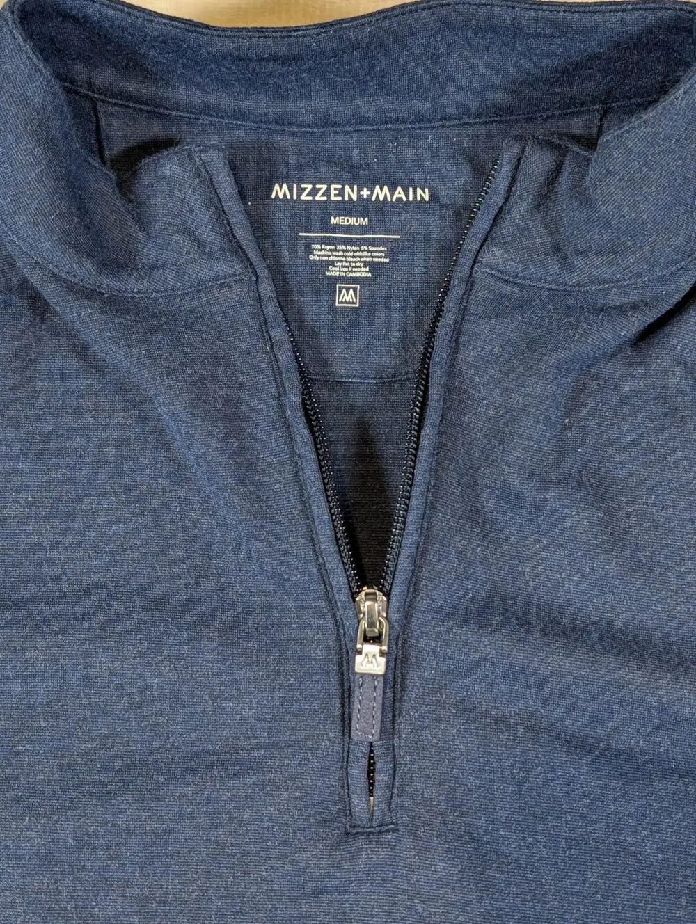 Mizzen Main Quarter Zip Sweater Mens Medium Navy Blue Performance Pullover